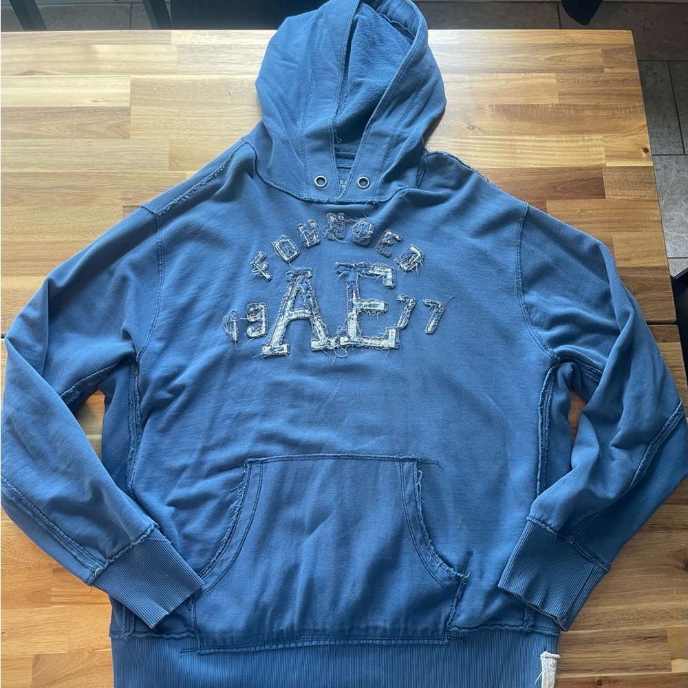 American Eagle Outfitters Men's Blue Hoodie